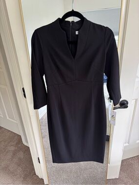 Calvin Klein Black V-Neck Midi Sheath Dress